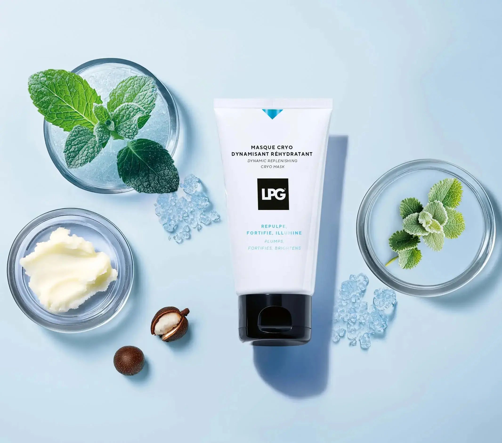 LPG Masque cryo dynamisant réhydratant - Masque cryo dynamisant réhydratant - LPG - masque visage - Le soin réflexe des peaux assoiffées. Son effet froid immédiat relance la micro-circulation, sa texture crème immerge les peaux déshydratées dans un bain r