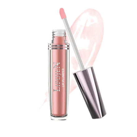 Repulpeur de lèvres - N°41 Lipojen - Pink Stardust tube and applicator with pink heart background
